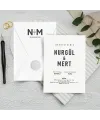 Mühürlü Beyaz Zarflı Dikey Düğün Davetiyesi - 1004 | davetiyegonder.com