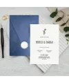 Mühürlü Lacivert Zarflı Dikey Düğün Davetiyesi - 1064 | davetiyegonder.com