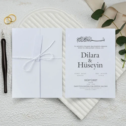 İpli Beyaz Zarflı Davetiye -1115 İpli Beyaz Zarflı Davetiye -1115 | davetiyegonder.com