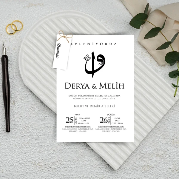 500 Adet - Ekonomik Tekli Davetiye - 3029 500 Adet - Ekonomik Tekli Davetiye - 3029