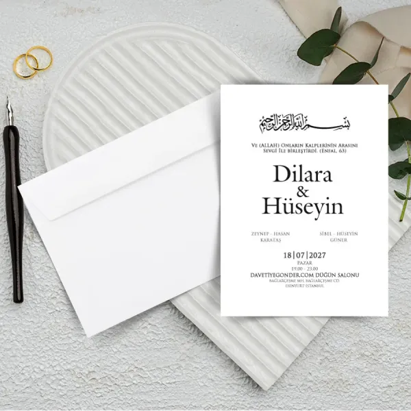 500 Adet - Ekonomik Beyaz Zarflı Davetiye - 3089 500 Adet - Ekonomik Beyaz Zarflı Davetiye - 3089