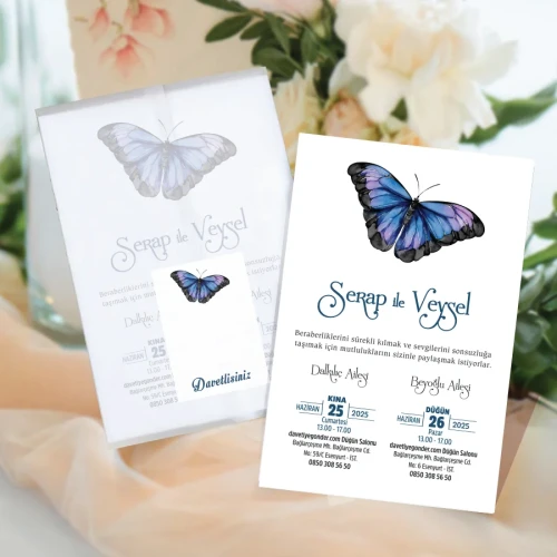 Şeffaf Davetiye Ucuz | İki Kapaklı Şeffaf Zarflı Davetiye - SD04303 | davetiyegonder.com