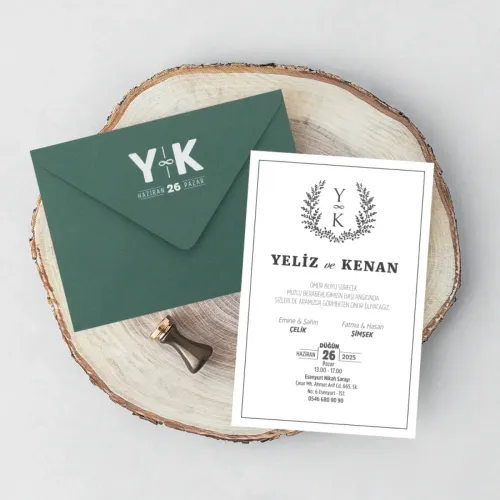 Yeşil Zarflı Davetiye - YZ36114 Yeşil Zarflı Davetiye - YZ36114 | davetiyegonder.com