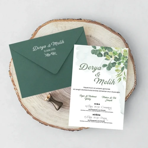 Yeşil Zarflı Davetiye - YZ36309 Yeşil Zarflı Davetiye - YZ36309 | davetiyegonder.com