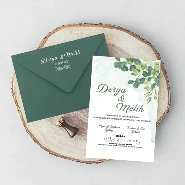 Yeşil Zarflı Davetiye - YZ36309 Yeşil Zarflı Davetiye - YZ36309