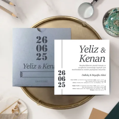 Gri Kare Davetiye - GK41622 Gri Kare Davetiye - GK41622 | Herşey Dahil | davetiyegonder.com