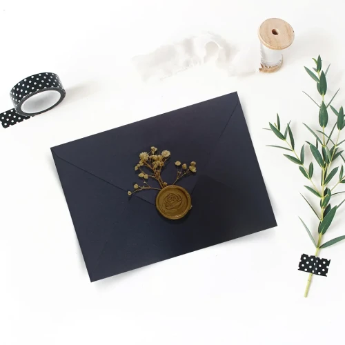 13x18- Mühürlü Çiçekli Lacivert Davetiye Zarfı (50 Adet) 13x18- Mühürlü Çiçekli Lacivert Davetiye Zarfı (50 Adet) | davetiyegonder.com